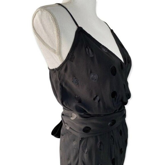Zara Wrap Dress Polka Dot Satin Velvet Faux Sash wedding guest date size small - Picture 7 of 12